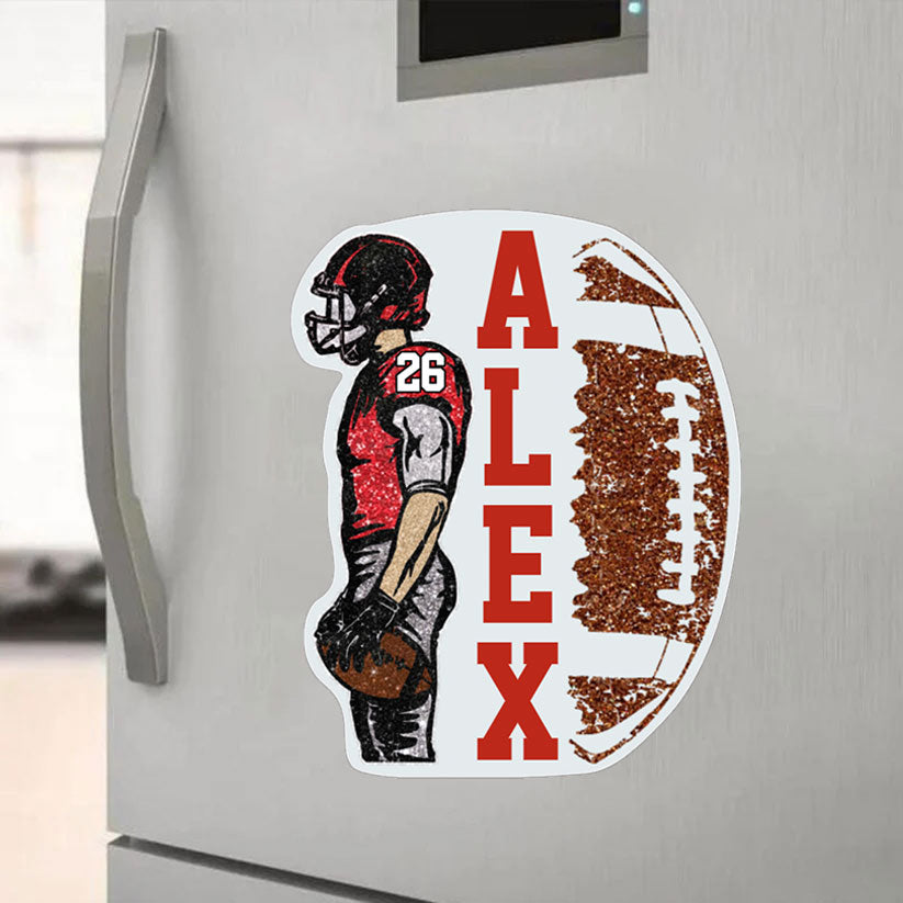 Acrylic Fridge Magnet, Personalized Football Player Holding Ball Keepsake, Creative Gift for Players and Fans
