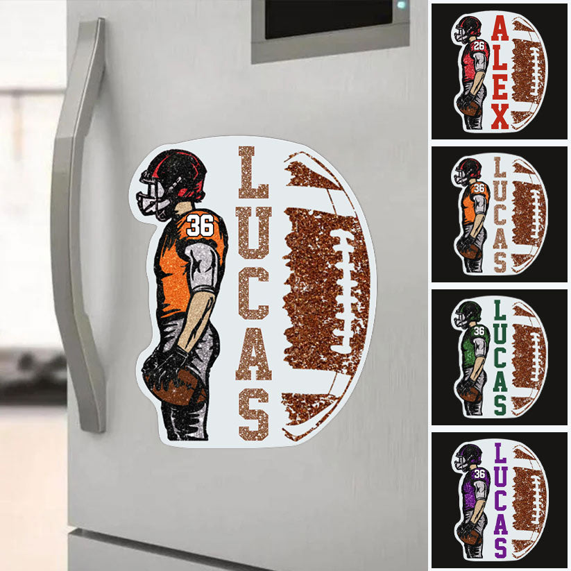 Acrylic Fridge Magnet, Personalized Football Player Holding Ball Keepsake, Creative Gift for Players and Fans