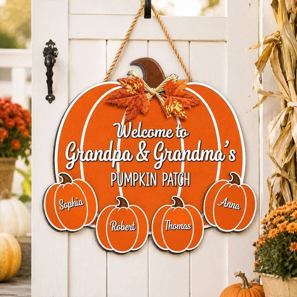Personalized Wooden Sign, Welcome to Grandma & Grandpa's Pumpkin Patch, Creative Family Gift