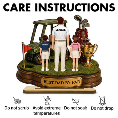 Personalized 2-Layer Wooden Plaque for Golf Dad & Kids, Unique Gift for Desk Display