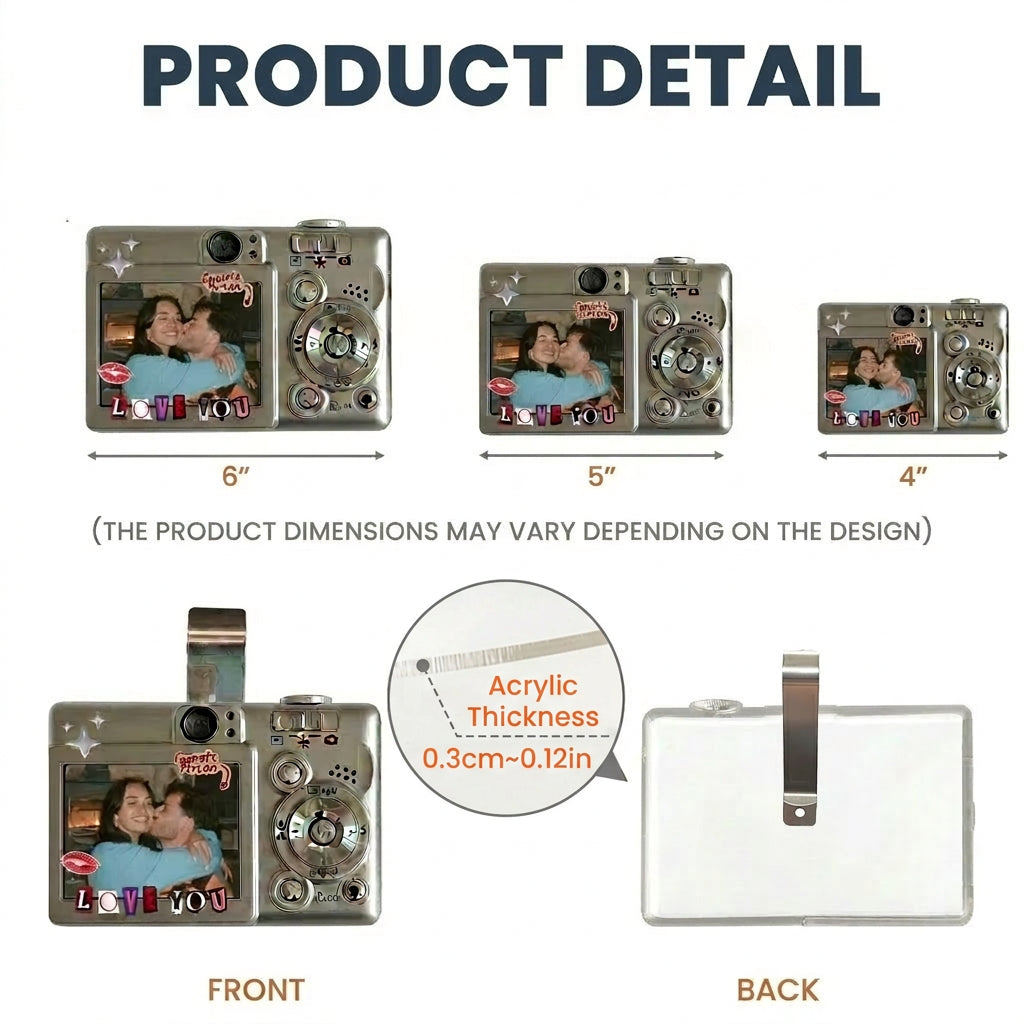 Custom Blue Acrylic Car Visor Clip with Couple Photo & Text Me When You Get Home, Unique Gift for Partner