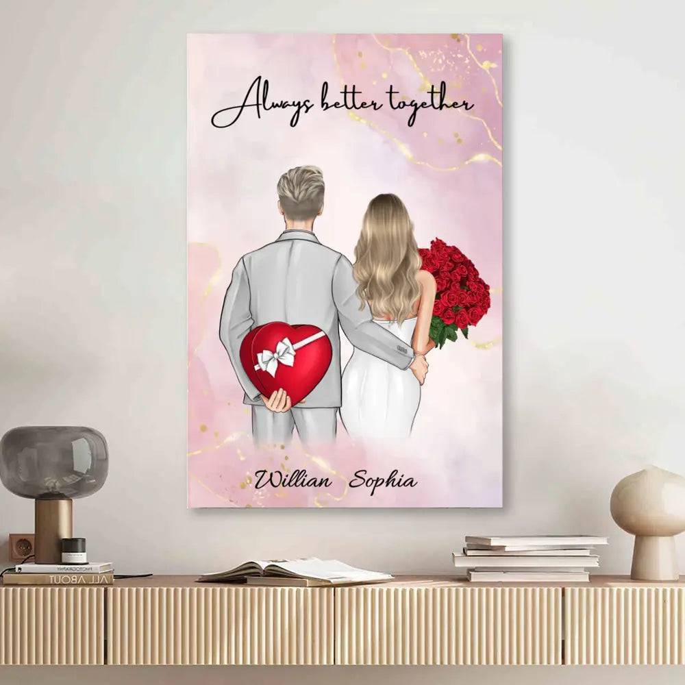 "Hearts in Harmony" - 'Always Better Together' Personalized Couple Poster/Canvas - A Sentimental Anniversary Gift