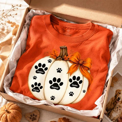 Personalized Classic Tee, Pumpkin Paw Print Keepsake, Unique Autumn Gift for Pet Owners