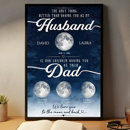 Personalized Moon Phase Poster, Unique Gift for Dad & Husband, Starry Family Wall Art