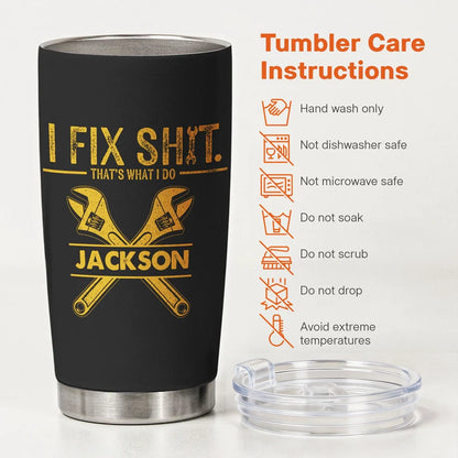 Personalized Insulated Travel Tumbler, Funny Wrench Design, Unique Gift for Dad & Handyman