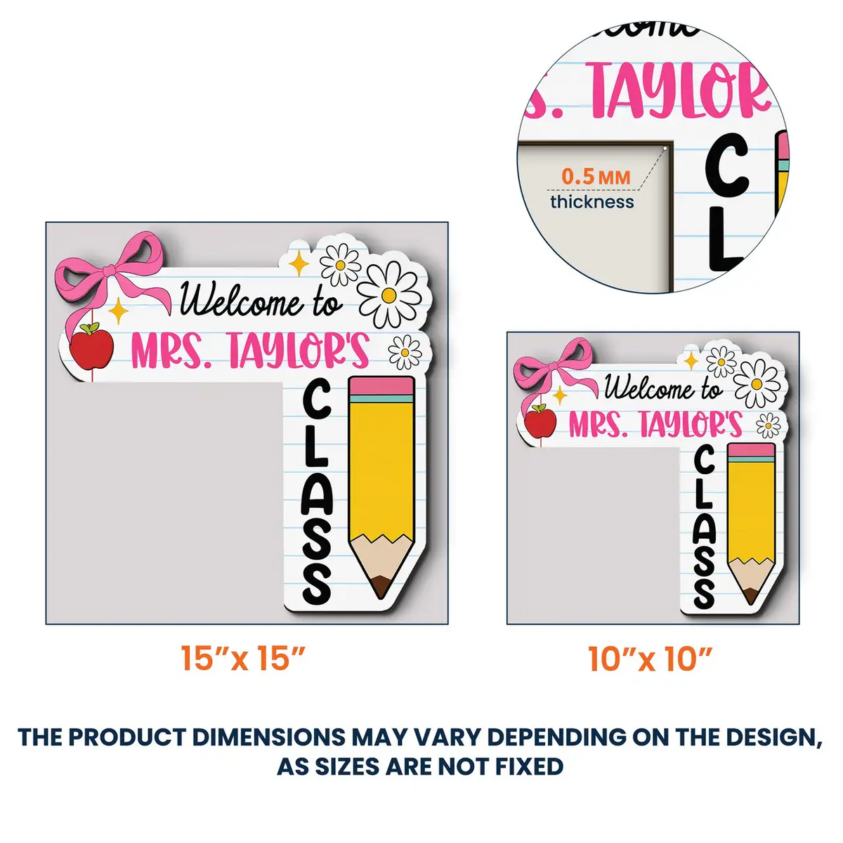 Custom Door Corner Sign for Teacher, Apple & Pencil Classroom Decor, Creative Back to School Gift