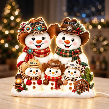 Personalized Acrylic Light Box, Grandma and Grandpa Snowmen, Heartwarming Creative Gift for Family