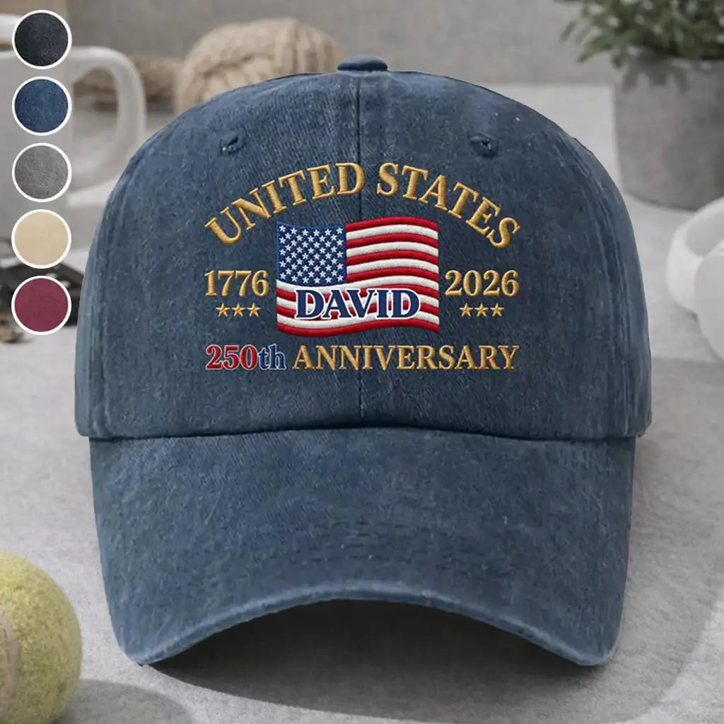 Washed Denim Baseball Cap with American Flag Design, Personalized Creative Gift for Dad, Husband & Friend