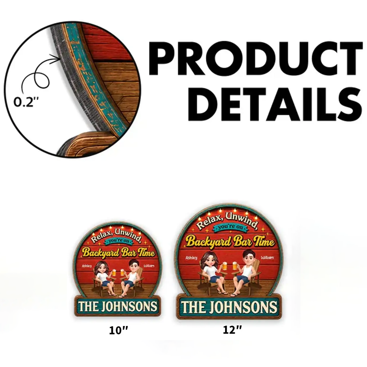 Personalized Wooden Sign with Relax & Unwind Backyard Bar Design, Creative Gift for Couple