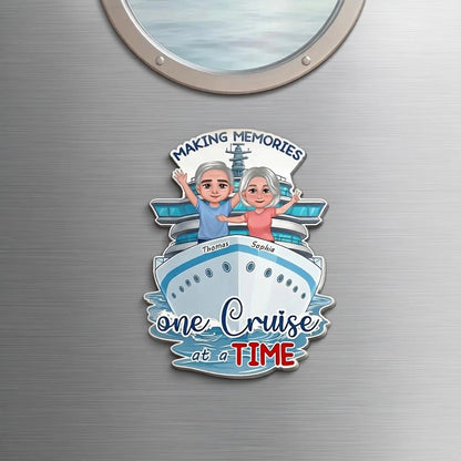Making Memories One Cruise at a Time Acrylic Magnet - Personalized Cruise Ship Door Keepsake, Sweet Couple Travel Gift
