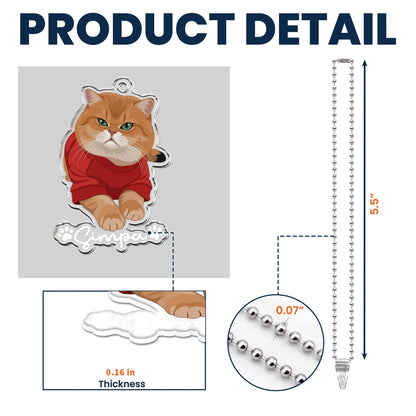 Acrylic Car Hanger with Custom Pet Art, Cute Rearview Mirror Accent, Creative Gift for Dog & Cat Lovers