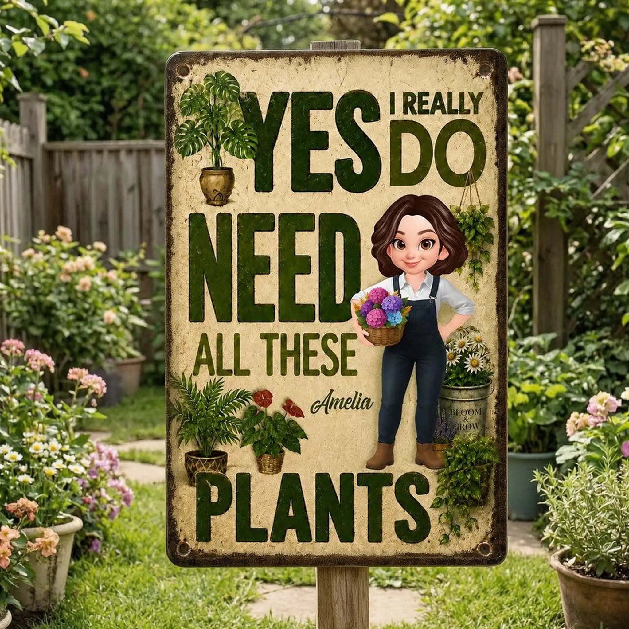 Personalized Rectangular Iron Sign, Yes I Really Do Need All These Plants, Creative Gift for Gardener 商品缩略图