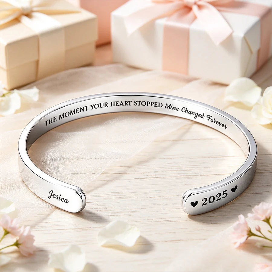 Stainless Steel Cuff Bracelet, The Moment Your Heart Stopped, Personalized Creative Gift for a Loved One