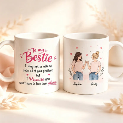 Personalized Ceramic Mug, Pinky Promise Bestie Illustration, Unique Creative Gift for Best Friend