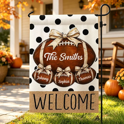 Personalized Garden Flag, Family Welcome Football Art for Porch & Yard, Creative Gift for Families