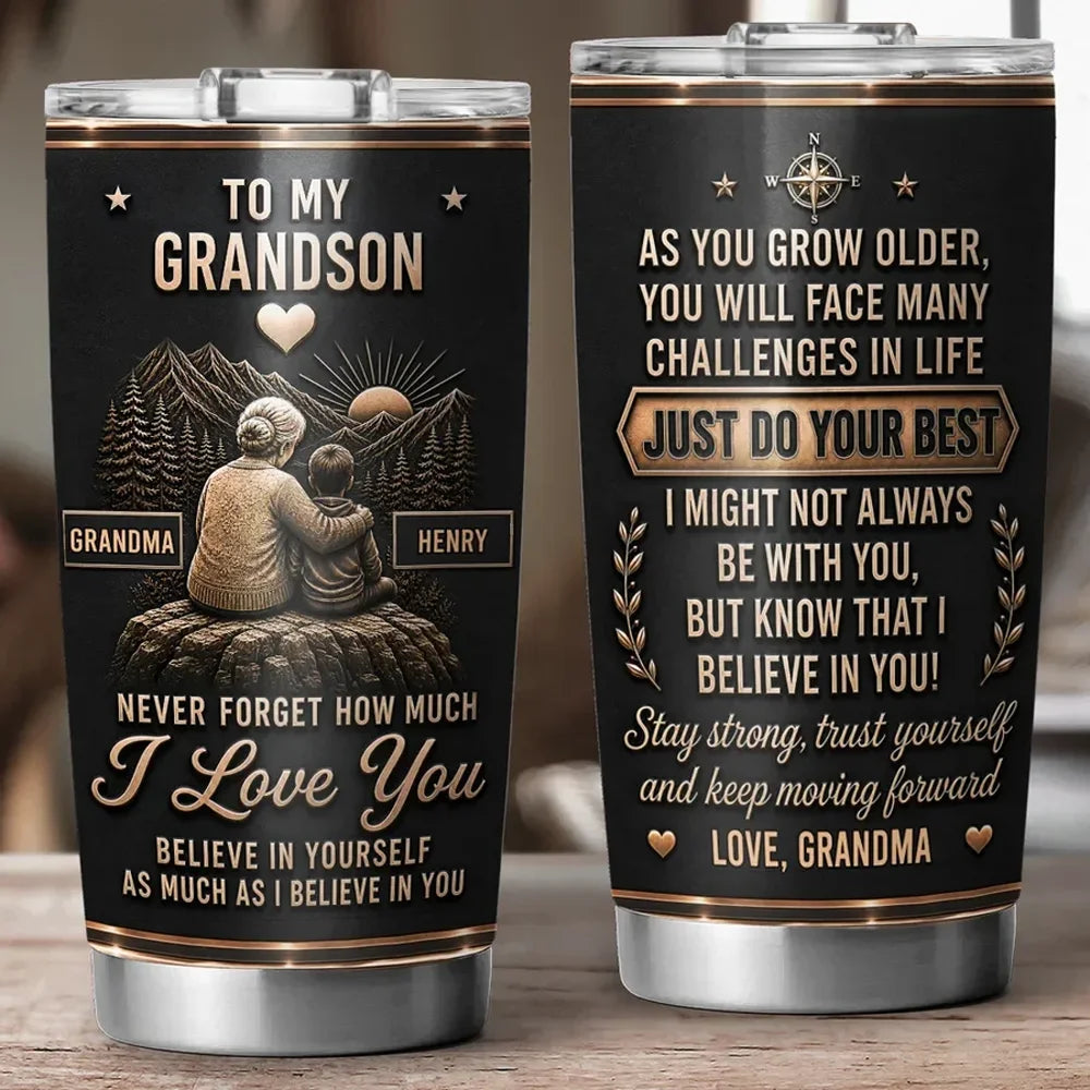 Insulated Travel Tumbler with Love You Quote, Black & Copper Granddaughter Design, Creative Gift for Her
