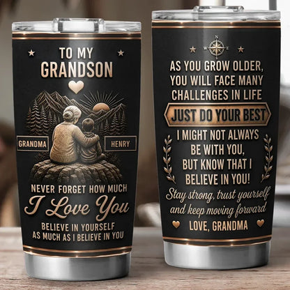 Insulated Travel Tumbler with Love You Quote, Black & Copper Granddaughter Design, Creative Gift for Her