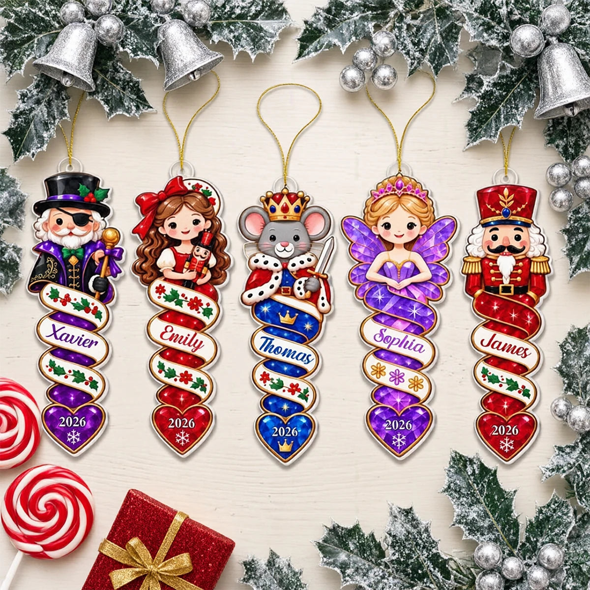 Personalized Acrylic Ornament, Colorful Nutcracker Characters for Christmas Decor, Unique Gift for Kids