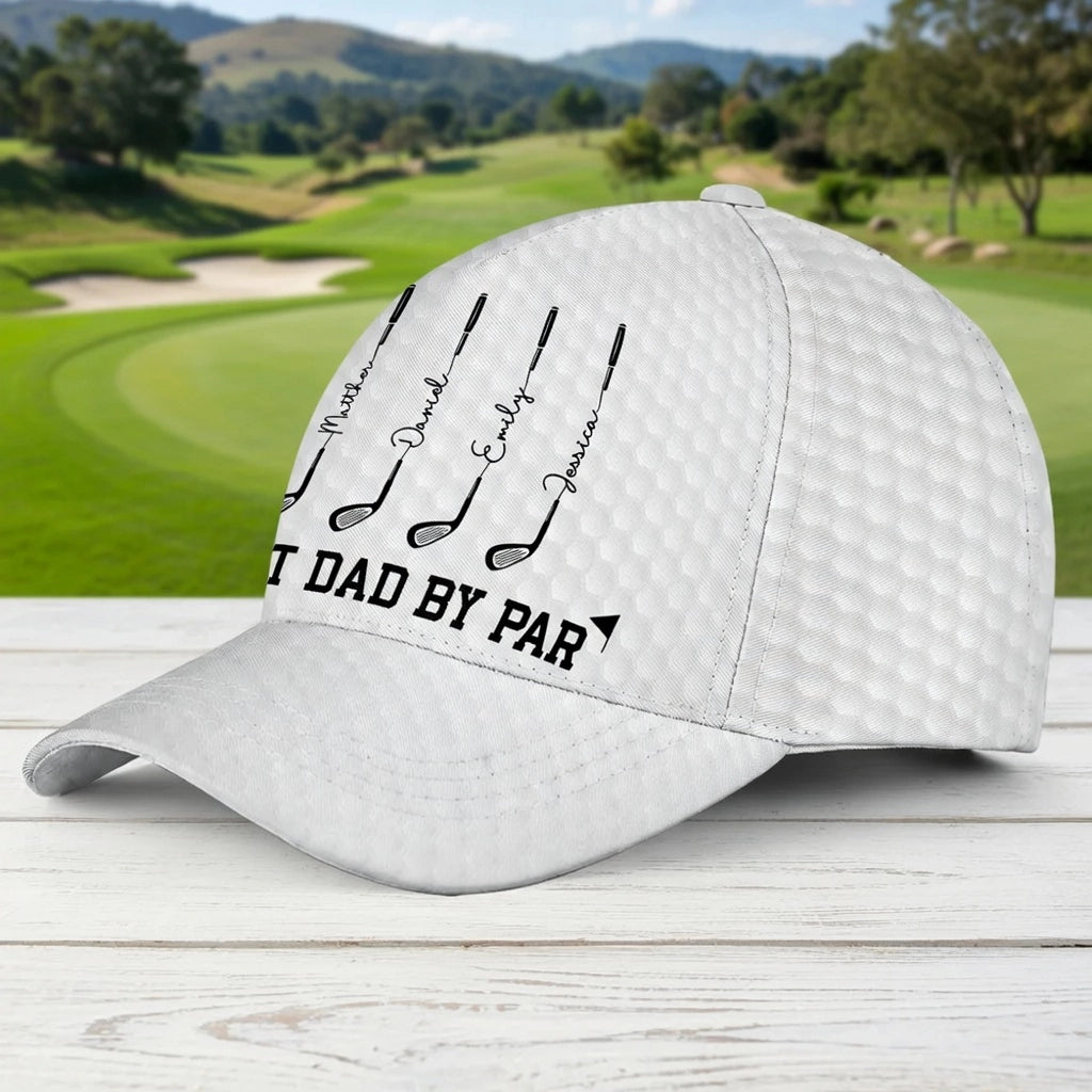 Best Dad By Par Classic Cap, Personalized Golf Club Design, Unique Gift for Dad's Outdoor Days
