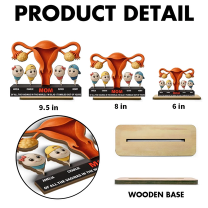 Personalized 2-Layer Wooden Plaque Funny MOM Quote with Cute Cartoon Sperm Design, Unique Gift for Mom