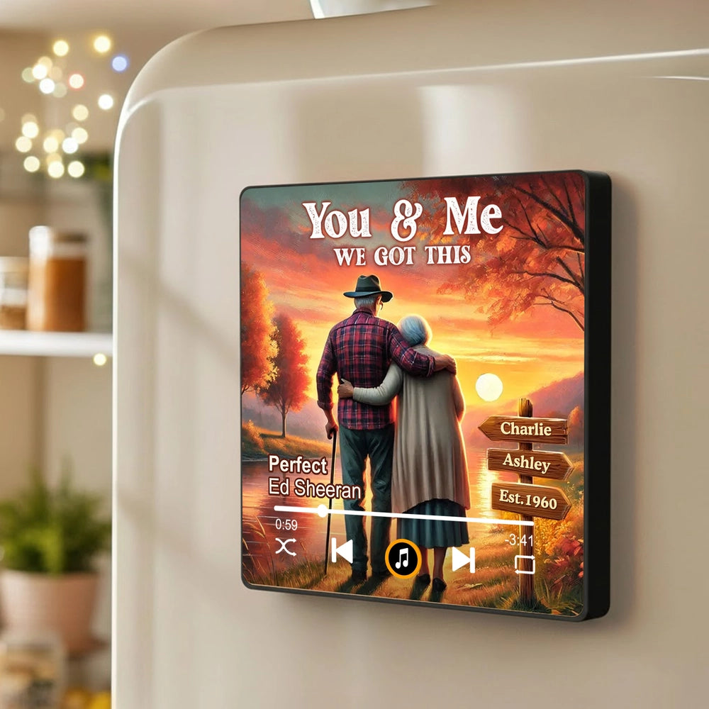 You & Me We Got This Acrylic Music Magnet Custom Song Style Fridge Decoration Warm Sunset Keepsake Gift for Couples