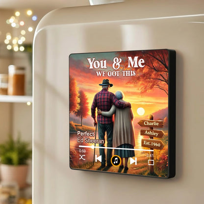 You & Me We Got This Acrylic Music Magnet Custom Song Style Fridge Decoration Warm Sunset Keepsake Gift for Couples
