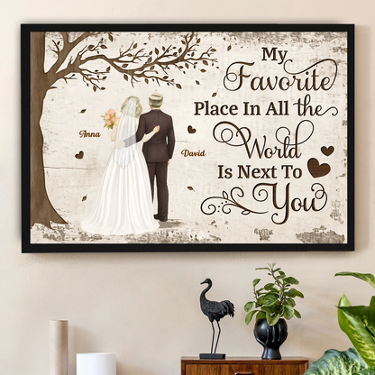 Personalized Couple Poster Back View Under Tree Romantic Quote Wall Decor Unique Gift for Husband or Wife