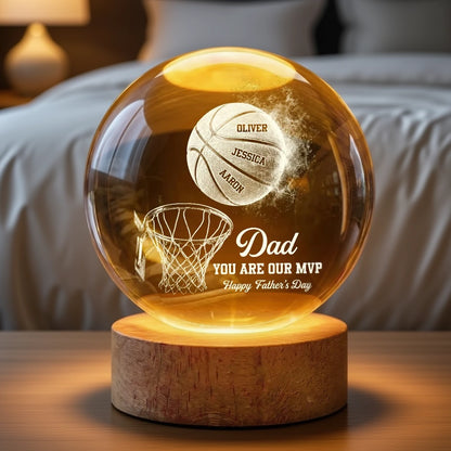 Personalized Basketball Globe Lamp for Dad, You Are Our MVP Father's Day Unique Gift