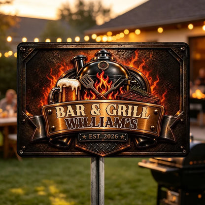 Rectangular Iron Sign, Personalized Rustic Grill Keepsake, Creative Gift for Husband and Grill Lovers