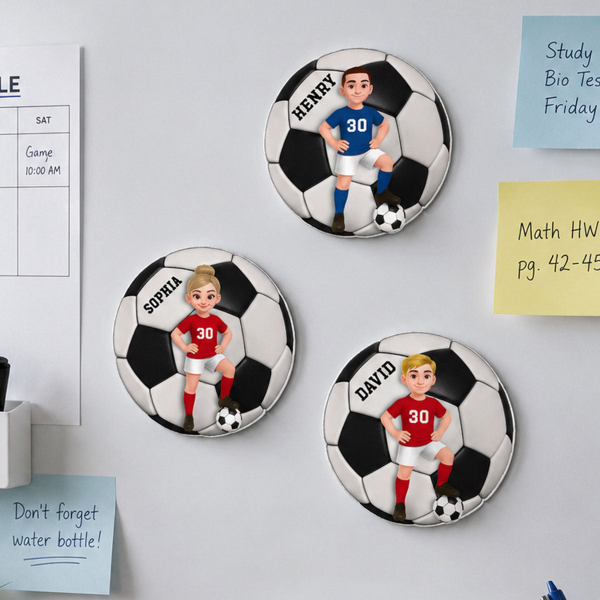 Custom Cartoon Soccer Acrylic Fridge Magnet With Ball, Creative Gift for Son, Daughter or Grandkid
