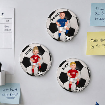Custom Cartoon Soccer Acrylic Fridge Magnet With Ball, Creative Gift for Son, Daughter or Grandkid