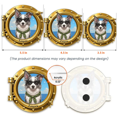 Personalized Pet Porthole Acrylic Magnet, Custom Cartoon Cruise Door Decor, Unique Gift for Pet Owners