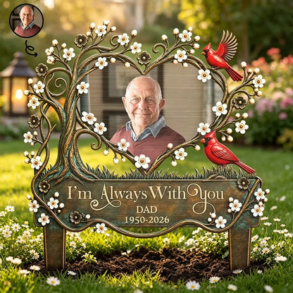 I'm Always With You Personalized Metal Garden Stake with Cardinals, Creative Remembrance Gift for Family
