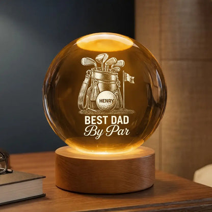 Personalized Golf Dad Globe Lamp, Best Dad By Par Night Light, Unique Father's Day Gift For Dad