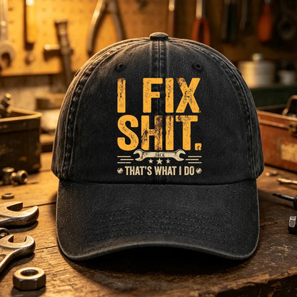 Personalized Fix-It Hat & T-Shirt, Custom Wrench Design Gift for Handymen, Mechanics & DIY Lovers