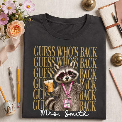 Funny Raccoon Teacher Classic Tee, Personalized Back to School Unique Gift for Teacher