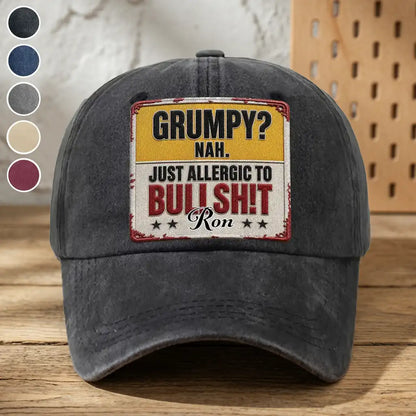 Washed Denim Baseball Cap With Custom Vintage Look, Funny Everyday Gift For Someone With A Dry Sense Of Humor