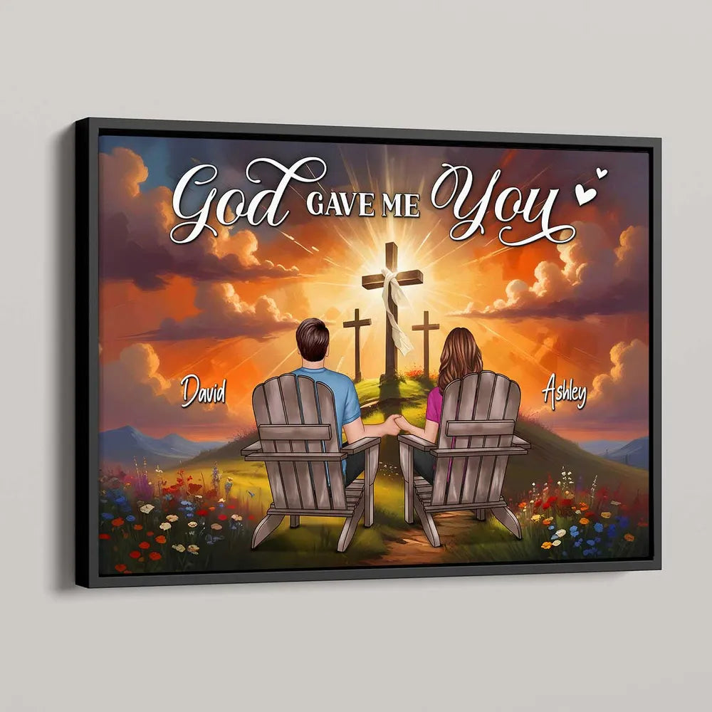 Personalized "God Gave Me You" Poster, Ornament, Plaque, Keychain– A Unique Gift for Couples, Faith & Love Expression
