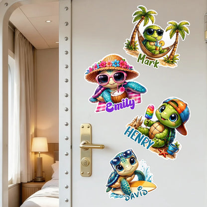 Personalized Beach Turtle Acrylic Magnet, Cruise Door Decor, Unique Creative Gift for Family Travelers