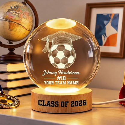 Personalized Globe Lamp, Soccer Senior Keepsake for a Warm Desk Display, Creative Gift for Graduate