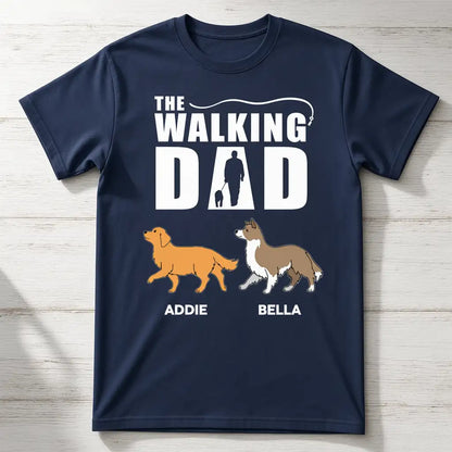 Personalized Classic Tee, The Walking Dad Dog Design, Creative Gift for Dad and Dog Lover