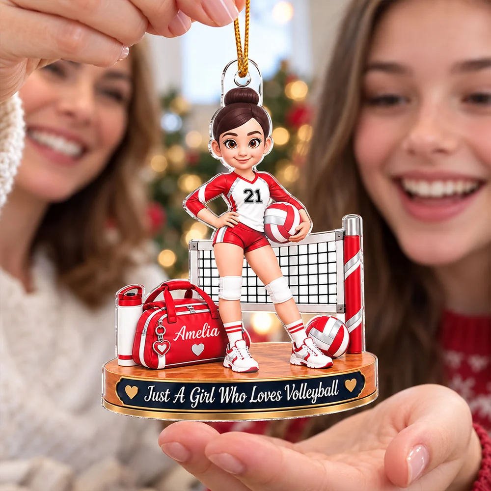 Personalized Acrylic Ornament, Girl Who Loves Volleyball Design, Creative Keepsake Gift for Granddaughter