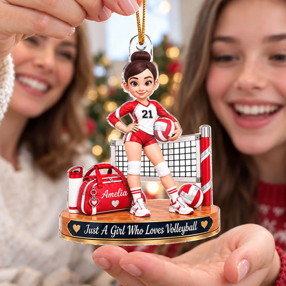 Personalized Acrylic Ornament, Girl Who Loves Volleyball Design, Creative Keepsake Gift for Granddaughter
