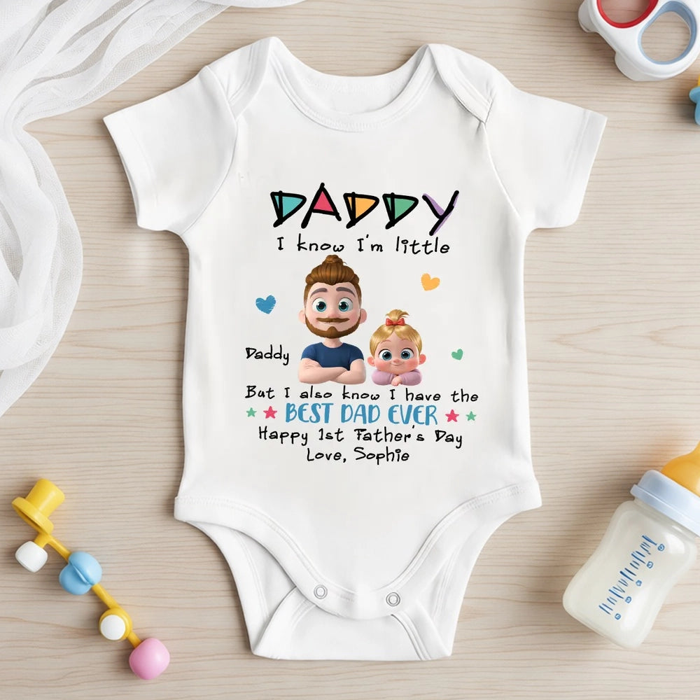 Short Sleeve Baby Onesie, Colorful Daddy Design, Creative Gift for New Dad With Sweet Baby Style
