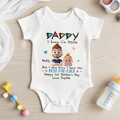 Short Sleeve Baby Onesie, Colorful Daddy Design, Creative Gift for New Dad With Sweet Baby Style