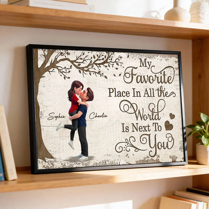 Personalized Couple Hugging Under Tree Poster Romantic Quote Wall Art Unique Gift for Husband or Wife