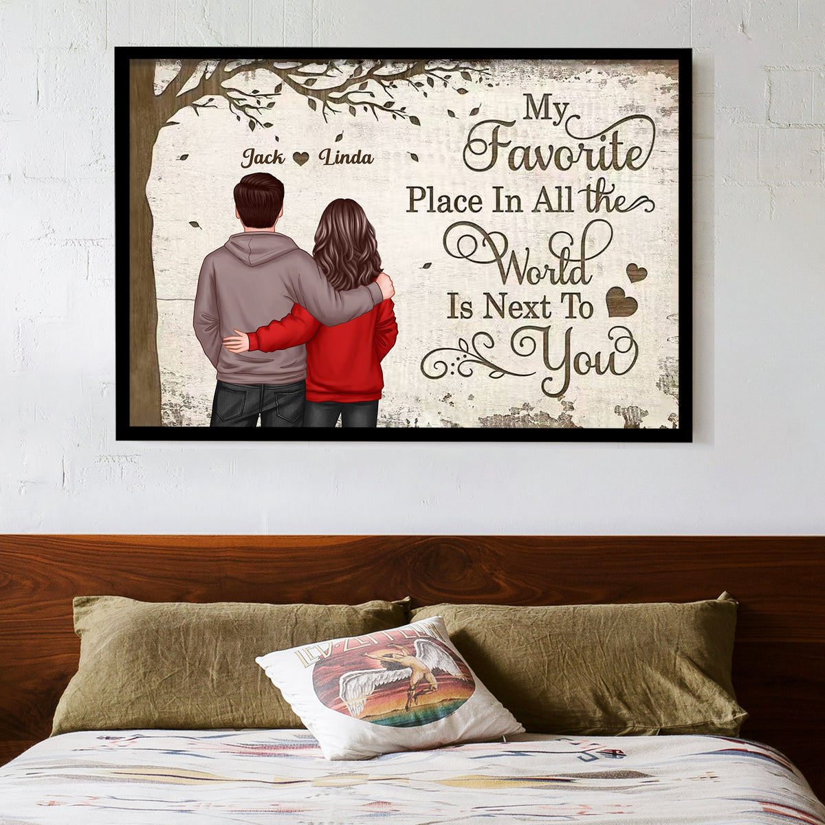 Acrylic Music Magnet with Hugging Couple Artwork – My Favorite Place Is Next To You – Romantic Keepsake, Unique Gift for Couples