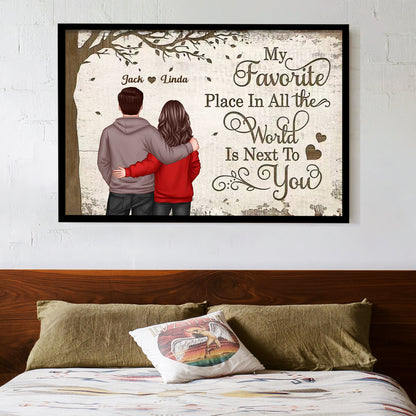 Acrylic Music Magnet with Hugging Couple Artwork – My Favorite Place Is Next To You – Romantic Keepsake, Unique Gift for Couples