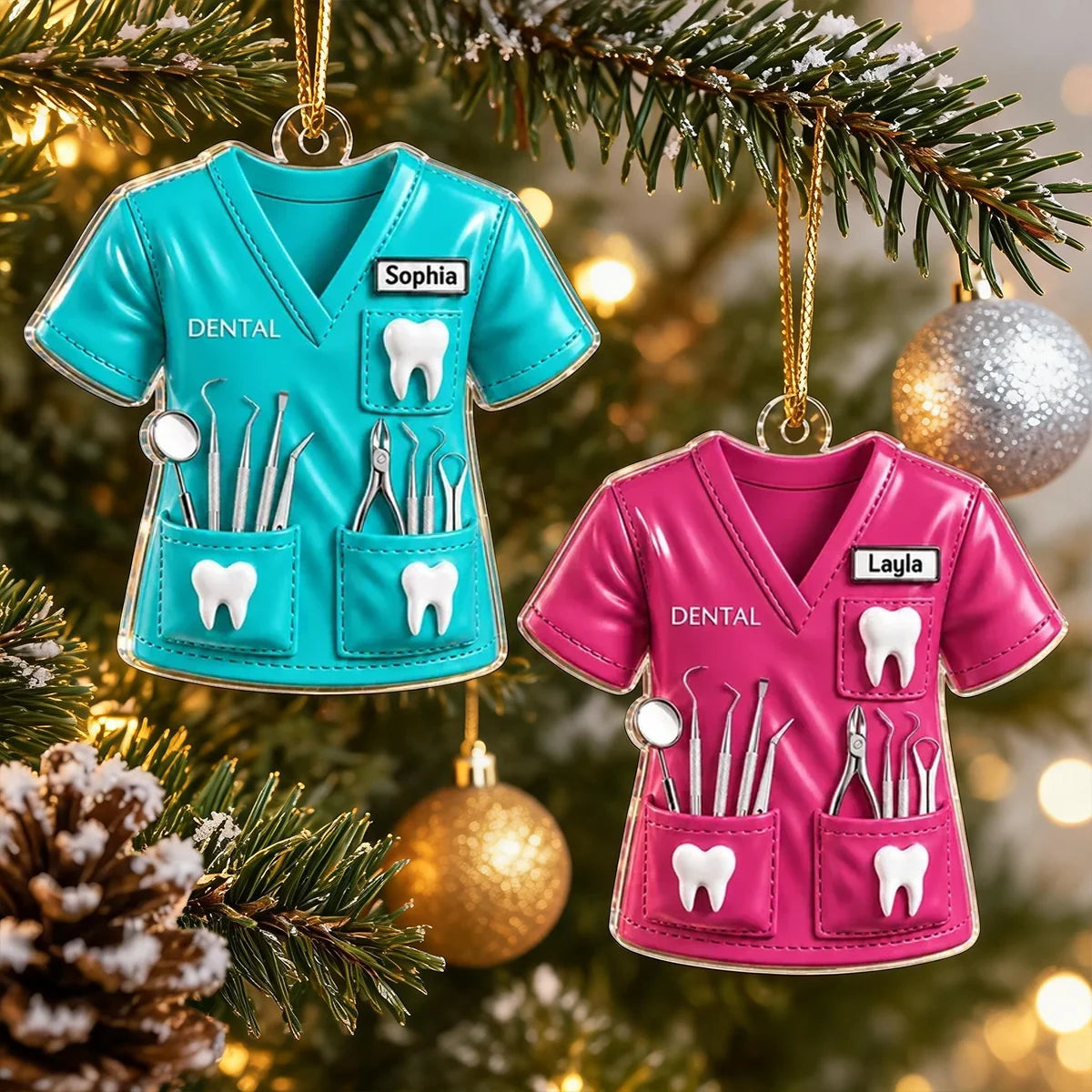 Dentist Uniform Acrylic Ornament, Personalized Festive Keepsake, Creative Gift for Wife, Daughter or Friend