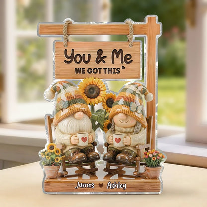 Shaped Acrylic Block Plaque With You & Me Quote Cozy Gnome Couple Shelf Decor A Sweet Personalized Gift for Someone Special